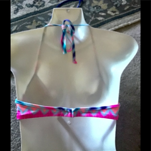 PINK Victoria Secret bikini top multicolor S/P 💕 zigzags pink turquoise … - Picture 2 of 11